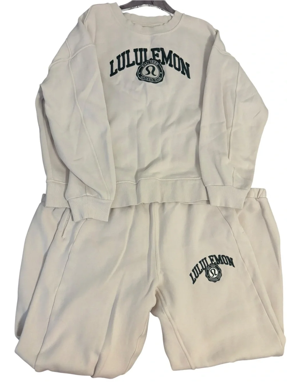Lululemon Athletic Club Set Small Perfectly Oversized Crew Scuba Joggers Ivory